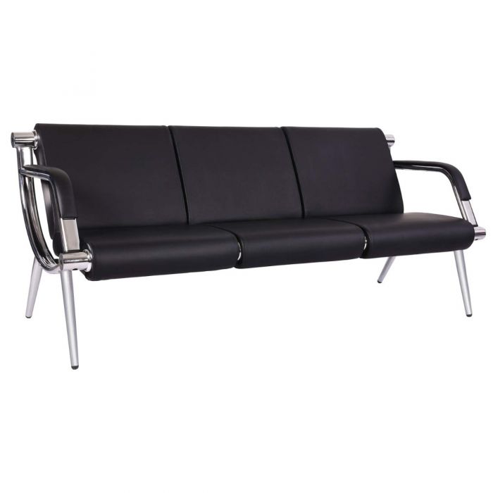 Kinfant Waiting Room Chairs Office Reception Sofa with Black Leather 3 ...