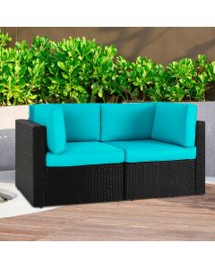 Kinsunny Outdoor Couch Wicker Loveseat Outdoor Furniture, 2 Piece Patio Furniture Set, Additional Seats for Outdoor Sectional Sofa Set with Thick Comfortable Cushions 