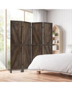 Kinsuite Rustic Room Dividers - 4 Panels Folding Privacy Screens Wooden Privacy Screen, 67” Folding Screen for Living Room Bathroom Bedroom Room Separation, Brown