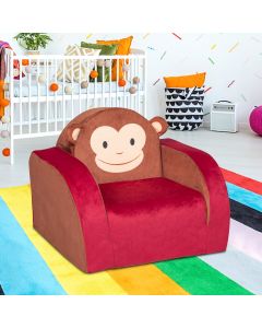 Kinsuite Kids Armchair Toddler Sofa Couch, Flip Open Foam Sofa Fold Out Chair Toddler Lounge Bed 3 in 1 for Bedroom Living Room Nursery, Monkey 