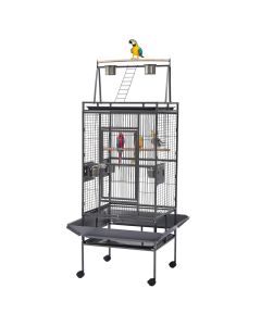 Kinpaw 68” Large Bird Cage - Play Top and Rolling Stand Iron Bird Cages for Parakeets Conures Lovebird Cockatiel Pet House Wrought Iron Birdcage, Black