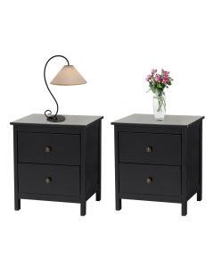 Set of 2 Kinsuite Nightstands End Table - Night Stand Side Sofa Table with 2 Drawers for Bedroom/Living Room/Office, Black