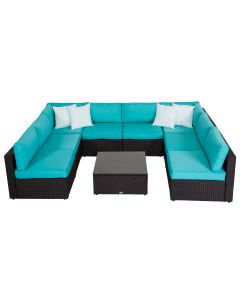 Kinsunny Outdoor Sectional Set - 9 Pieces Patio Furniture Set, Outdoor Wicker Sofa Couch with Comfortable Cushions and Coffee Table 
