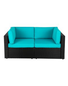 Kinsunny Outdoor Couch Wicker Loveseat Outdoor Furniture, 2 Piece Patio Furniture Set, Additional Seats for Outdoor Sectional Sofa Set with Thick Comfortable Cushions 