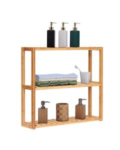 Kinsuite 3-Tier Storage Bamboo Shelves - Adjustable Bamboo Layer Rack Wall Mounted Storage Organizer Towel for Bathroom Kitchen Living Room