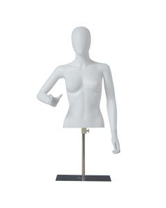 Kinfant Female Mannequin 31-45 Inch Height Adjustable Torso Dress with Metal Base Stand, Countertop Craft Shows Tabletop Clothing Display, Cool Supermodel