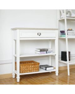 Kinsuite White Console Table with Drawer & Storage Shelf, Accent Sofa Table for Entryway Living Room Hallway