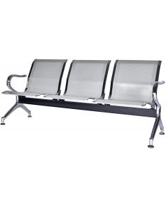 Kinsuite Airport Reception Chairs Waiting Room Chair 3 Seat Reception Bench for Office, Business, Bank, Hospital, Silver
