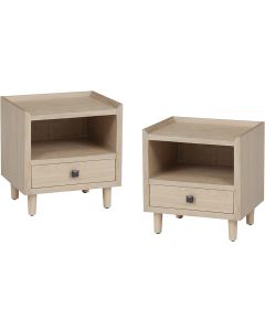 Kinsuite End Table Set of 2 Bedside Table with Charging Station, Side Table with USB Port & Power Outlet, Nightstand Sofa Table with Storage Drawer for Living Room Bedroom, Natural