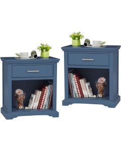 Kinsuite Nightstand for Bedroom - Set of 2 Bedside Table End Table Side Table with Drawer &Storage Cabinet for Living Room Sofa Couch, Antique Navy
