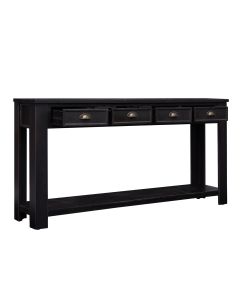 Kinsuite 60” Long Console Table Rustic Entryway Table with 4 Drawers and Storage Shelf for Entryway Hallway Living Room and Office, Black 