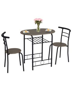 Kinsuite Dining Room Table Set, Kitchen Tables for Small Spaces, Compact Breakfast Table and Chairs Set for Home Apartment Kitchen Dining Room Balcony Cafe, Dark Grey Oak