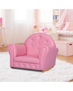 Kinsuite Kids Armchair Rocking Chair, Kids Sofa for Toddlers, Soft PU Leather Sofa with Crystal Embedded & High-Back Armrests, Suitable for Girls Kids Babies Gift Princesses, Pink 