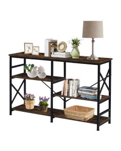 Kinsuite 3-Tier Industrial Sofa Console Table, Country Hallway/Entryway Side Table with Storage Shelf for Corridor, Living Room, Study 