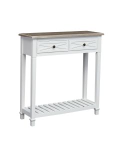 Kinsuite White Console Table with Storage Drawers & Shelves, French Country Rustic Sofa Table for Entryway Living Room Hallway 