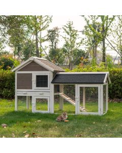Kinpaw Rabbit Hutch Indoor Outdoor Guinea Pig Coop, Outdoor Chick Coop House, Bunny Cage with Ramp, Door, Pull Out Tray
