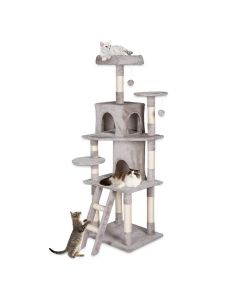 Kinpaw Cat Tree 66” Multi Level Cat Tower Activity Trees Kitten Condo Scratching Posts Kitty Play House Grey