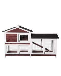 Kinpaw Rabbit Hutch Indoor Outdoor 61"-2-Tier Waterproof Wooden Bunny Cage with Ramp, Door, Pull Out Tray
