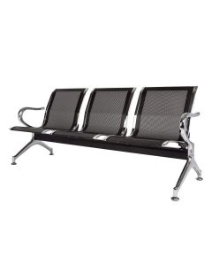 Kinsuite Waiting Room Chair with Arms 3-Seat Airport Reception Bench for Business Hospital Market, Black