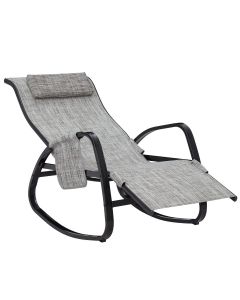 Kinsunny Rocking Chair Outdoor Recliner - Patio Lounge Chair Adjustable Chairs with Removable Headrest & Side Pocket, Textilene Folding Lounge Rocker for Lawn Patio Pool Garden Deck