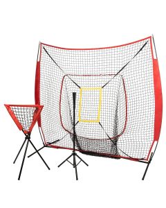 Kintness 7x7 Feet Baseball Softball Hitting Pitching Net, Baseball Backstop Practice Net for Hitting and Pitching with Strike Zone, Ball Caddy, Deluxe Tee and Carry Bag