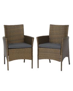 Kinsunny 2 Pieces Patio Wicker Chairs - Outdoor Furniture Set PE Rattan Chairs Set of 2, Patio Conversation Set with Cushions for Porch Balcony Deck Backyard Garden