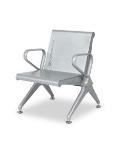 Kinfant Office Guest Chairs Reception Chairs, 1-Seat Waiting Room Chair with Breathable Mesh &amp; Ergonomic Backrest for Airport Hospital Bank Hall, Silver-1-seat