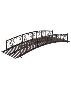 Kinsunny Metal Garden Bridge - Arch Walkway with Side Rails, Outdoor Decorative Iron Garden Arch Footbridge for Pond, Creek, Stream-Brown-Normal