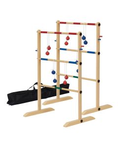 Kintness Ladder Toss Game Set - Wooden Ladder Ball Game Set with 6 Bolos Balls & Carrying Bag, Kids & Adult Outdoor Family Games for Backyard Lawn Garden Beach