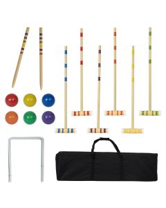 Kintness Six-Player Croquet Set - 32” Croquet Set with Wooden Mallets & Colored Ball & Wickets & Stakes & Carrying Bag Outdoor Yard Game for Adults Kids