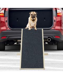 Kinpaw Portable Wood Dog Ramp - 6 Height Adjustable Pet Ramp, Safety Ramps with Paw Traction Mat, Dog/Cat Ladder for Bed Car Sofa