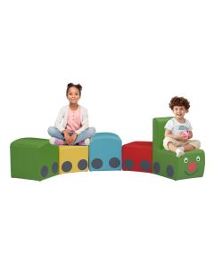 Kinbor Baby 5 Pcs Kids Sofa Set - Soft Foam Stool Colorful Cartoon Leather Chair for Classroom Daycares Kindergarten Nursery Train