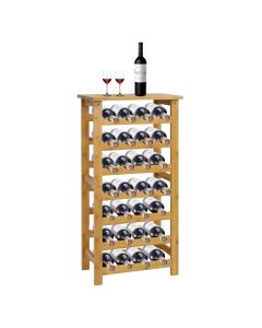 Kinsuite 7-Tiers Wine Rack for Storing 28 Bottles Free Standing Floor Bamboo Wine Storage Holder Display Shelves