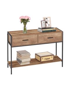 Kinsuite Entry Table with 2 Drawers - Industrial Console Table Sofa Table Entryway Table Narrow Long with Open Storage Shelf for Entryway Front Living Room 40 Inches