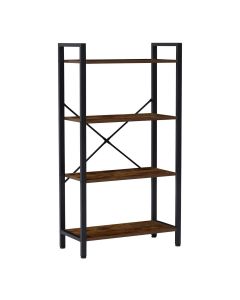 Kinsuite 4-Tier Bookshelf, Industrial Bookcase Wood and Metal, Display Shelf Rack for Books in Home Living Room, Office, Bedroom
