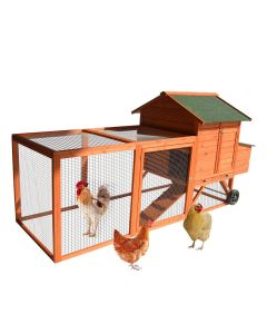 Kinpaw 96” Chicken Coop Hen House - Outdoor Wooden Rabbit Hutch Hen House Cage Poultry Cage with Run Cage, Backyard Cage, Egg Box & Waterproof Roof