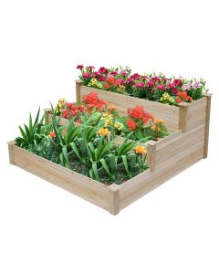 Kinsunny 3-Tier Elevated Planter Box Raised Garden Bed, Outdoor Gardening for Growing Herbs Vegetables Flowers