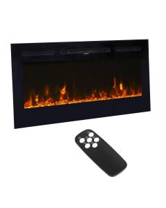 Kinsuite 40 Inch Recessed and Wall Mounted Electric Fireplace Heater with Multicolor Flame and Remote Control, 750-1500W (Black)