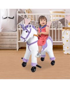 Kinbor Baby Plush Rocking Horse Ride on Horse Walking Horse Unicorn Ride on Toy, Children’s Day Birthday Gifts with Wheels & Sound