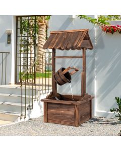 Kinsunny Wishing Well Fountain Outdoor Garden - Rustic Outdoor Wooden Wishing Well with Pump Patio Yard Lawn Home Decor