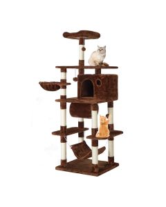 Kinpaw Cat Tree Indoor Kitten Tower, 68” Kitty Tree Condo with Lander for Indoor Small Cats, Cat Activity Tree with Top Perch, Scratching Posts Basket Balls, Kitty Play House Climbing Stands Plush