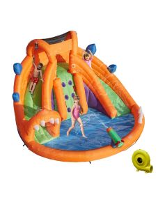 Kinbor Baby Inflatable Double Slide Bounce House Kids Splash Pool Water Slide w/Climbing Wall Water Cannon Splash Pool Including Carry Bag Repairing Kit Stakes Hose (with 580W Air Blower)