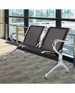 Kinfant Airport Reception Seat Bench Waiting Room Chairs 2 Seat Guest Chairs with Arms for Office Bank Hospital, Black