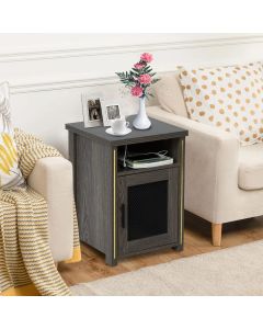 Kinsuite Side Table with Charging Station - Modern Coffee Table with Storage Cabinet & Shelf, Large Capacity Nightstands with 2 USB Ports for Living Room Bedroom Office