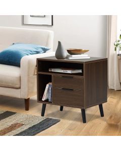 Kinsuite Industrial Nightstands Side Table - Industrial Sturdy Accent Table, Modern End Table with 2 Drawers & Storage Space for Living Room Bedroom Kitchen Hallway