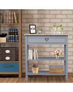 Kinsuite Console Table Sideboard Wooden Sofa Table with Drawer and Bottom Shelf for Accent Entryway Living Room Hallway Gray