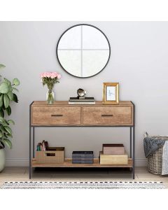 Kinsuite Entry Table with 2 Drawers - Industrial Console Table Sofa Table Entryway Table Narrow Long with Open Storage Shelf for Entryway Front Living Room 40 Inches