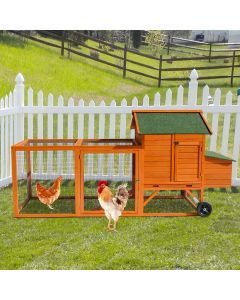 Kinpaw 96” Chicken Coop Hen House - Outdoor Wooden Rabbit Hutch Hen House Cage Poultry Cage with Run Cage, Backyard Cage, Egg Box & Waterproof Roof