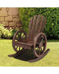 Kinsunny Wooden Adirondack Rocking Chair, Outdoor Rocker Porch Patio Lawn Garden Furniture, High Back Slat Chairs, Reclining Seat