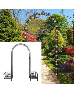 Kinsunny Garden Arbors and Arches with Planter Holders Metal Wedding Arch for Various Climbing Plant Outdoor Garden Lawn Backyard